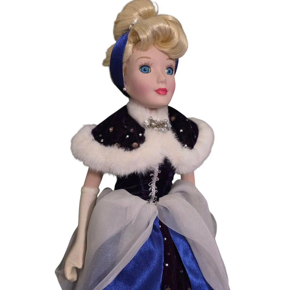 Cinderella Holiday Princess Porcelain Keepsake Doll Blue Velvet Winter Gown